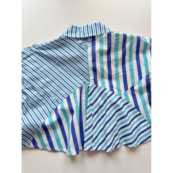 SOLID & STRIPED Emerson Blue Striped Poplin Cropped Button Down Shirt, Size S - Picture 9 of 13